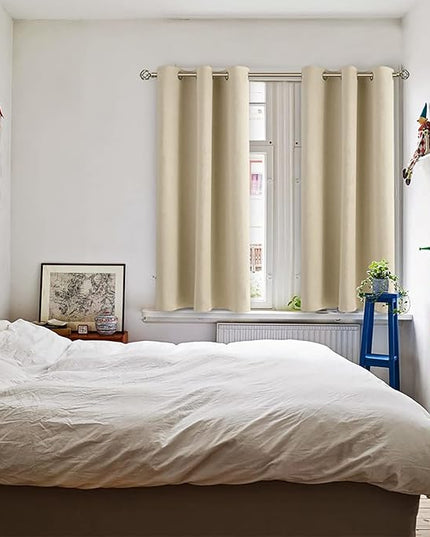 BGment Room Darkening Curtains 54 Inches Long - Grommet Thermal Insulated Drapes Window Treatment Curtains for Bedroom, 2 Panels, 38 x 54 Inch, Beige