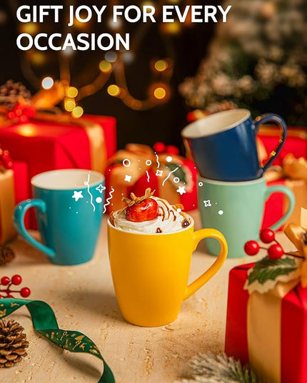 Sweese Porcelain Coffee Mugs - 16 Ounce (Top to the Rim) for Coffee, Latte, Tea, Cocoa, Set of 4, Yellow