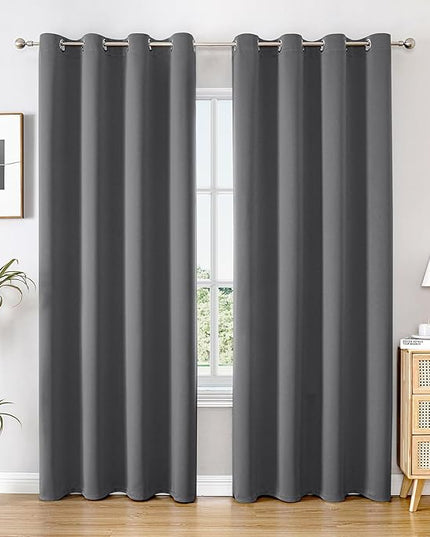 ChrisDowa Blackout Curtains 102 inches Long for Bedroom - 2 Panels Set Grommet Thermal Insulated Room Darkening Curtains for Living Room (Grey, 52 x 102 Inch)