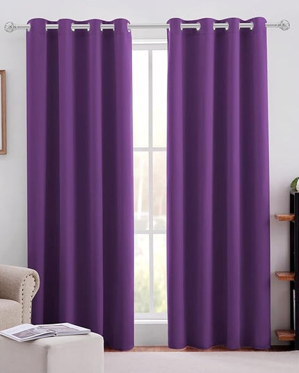 HOMEIDEAS Purple Blackout Curtains 52 X 96 Inch Set of 2 Panels Room Darkening Bedroom Curtains/Drapes, Thermal Grommet Light Blocking Window Curtains for Living Room