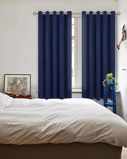 BGment Blackout Curtains for Bedroom - Grommet Thermal Insulated Room Darkening Curtains for Living Room, Set of 2 Panels (70 x 63 Inch, Navy Blue)