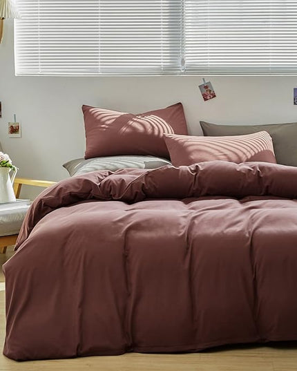CLOTHKNOW Brick Red Full Size Comforter Sets 3Pcs Rust Red Bedding Comforter Sets Women Men Comforter Soft Brownish Comforter with 2 x Pillow Cases