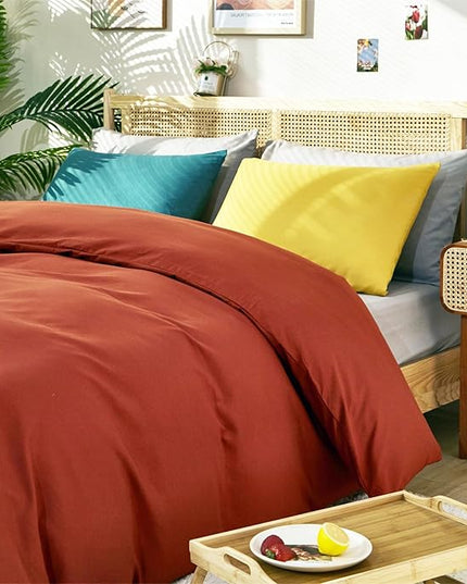 CLOTHKNOW California King Rust Comforter Set 3Pcs Burnt Orange Bedding Comforter Sets Terracotta Comforter Caramel Comforter Set California King