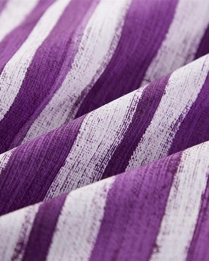 KAKIJUMN 5 Piece Bed in a Bag Stripe Comforter Set Twin Size, White and Purple Patchwork Striped Comforter and Sheet Set, All Season Soft Microfiber Complete Bedding Sets(Purple,Twin)