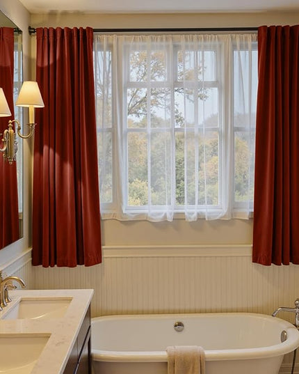 Lazzzy Velvet Blackout Curtains Thermal Insulated Room Window Drapes Super Soft Luxury Curtains for Living Room Bedroom Rod Pocket 2 Panels, Rust Red, 52" W x 72" L