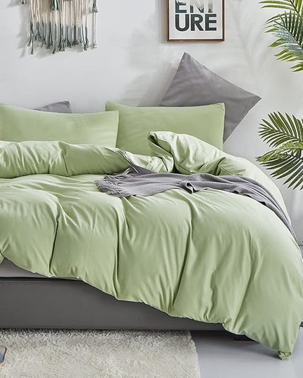 CLOTHKNOW Green King Comforter Set 3Pcs Sage Green Bedding Comforter Sets Pale Green Comforter King Soft Light Green King Size Comforter Set