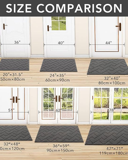 hicorfe Dirt Trapper Indoor Doormat,20"x31.5" Welcome Door mat,Non Slip Backing Washable Door Mats,Absorbent and Resistant Low-Profile Entrance Inside Floor Mat for Front Back Door and Entryway (Grey)