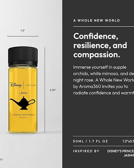 Aroma360 | Disney - A Whole New World Fragrance Oil Blend | Disney Princess Jasmine | Luxury Essential Oil Diffuser | Aromatherapy Scent Diffuser Oil | Bergamot Orange Blossom Rose 1.7 fl oz 50 mL