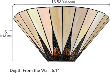 Tiffany Wall Sconce Vintage Brown Stained Glass Wall Mounted Light 13.6 Inch Tiffany Style Wall Lamp for Bedroom Entryway Stairwell