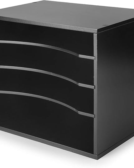 EMERIT Paper Organzier Wood Desktop Organizer Storage Letter Tray File Sorter with Adjustable Shelves for Home Office