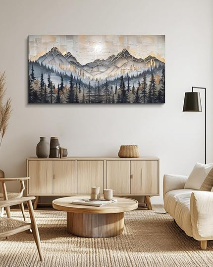 PHAOHUAXM Large Canvas Wall Art For Bedroom Large Wall Decor For Living Room Dining Room Modern Office Abstract Ink-Wash Landscape Mountain Wall Pictures Artworks Home Decor Ready To Hang 24"X48"