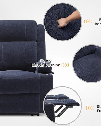 Loveseat Recliner, Loveseat Sofa with Adjustable Footrest, Wall Hugger Recliner for Living Room & Home Theater & RV(Blue)