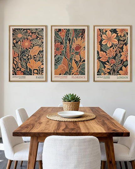 ANHUIB Floral Wall Art 16x24 Inch Large Vintage Botanical Wall Decor Retro Floral Blossom Paintings Modern Plant Art Prints Set of 3 for Living Room Bedroom Office