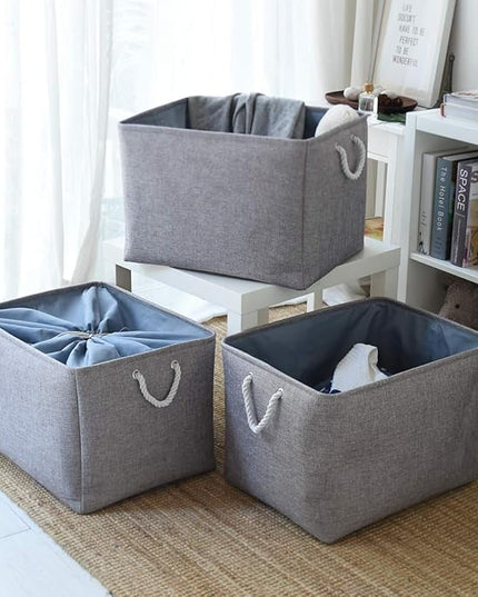 TheWarmHome Fabric Storage Bins Baskets for Organizing, Large Sturdy Storage Basket W/Handles, Decorative Foldable Storage Baskets for Shelves Closet Nursery Toy (X Large - 3 Pack 17.7L×13.8W×9.8H)