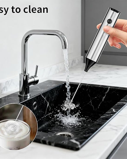 Kitchen Milk Frother Handheld with Stand, 3 Speeds Adjustable Mixer Electric Handheld Frother Wand, Hand Mixer Matcha Whisk Coffee Stirrers for Matcha, Hot Chocolate, Egg - Stainless Steel
