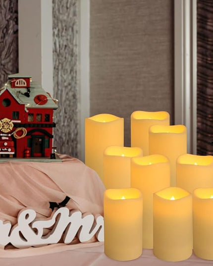Set of 24 Waterproof Outdoor Flameless Candles, LED Candles with 4 Remote and Timer,(H 4" 5" 6" x D 2.2"),for Christmas,Halloween,Wedding,Festival