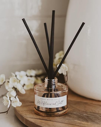 Sweet Water Decor Wildflowers and Salt Reed Diffuser – Room Decor Aesthetic with Long-Lasting Premium Fragrance of French Lavender, Lime, Sage, Dill, Patchouli for 4 Months – Ideal for Home Decor