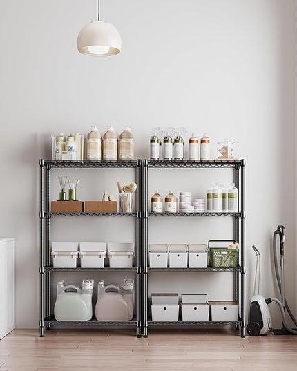 1000 lbs 4 Tier Shelf Metal Storage Shelves Shelving Wire Rack Heavy Duty Closet Organizers for Garage Kitchen Bathroom Laundry Black 15.7" D x 33.5" W x 59.5" H