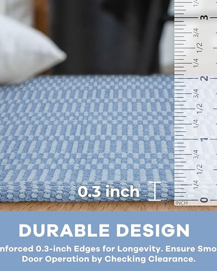 KOZYFLY Washable Runner Rug 2x8 Ft Runners for Hallway Rubber Backed Kitchen Runner Rugs Braided Cotton Entryway Runner Indoor, Carpet Runners for Hallway Entryway Bedroom, Blue