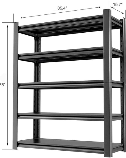 Heavy Duty Storage Shelves 5-Tier Adjustable Garage Shelving Unit, Strong Metal Storage Rack Shelving for Garage, Warehouse, Pantry Organization 16" D x36 W x78 H