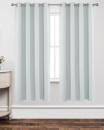Joydeco White Curtains 72 Inches Long 2 Panels Set, Thermal Insulated Long Drapes 2 Burg, Room Darkening Grommet Curtains for Living Room Bedroom Window (W42 x L72 Inch, Greyish White)