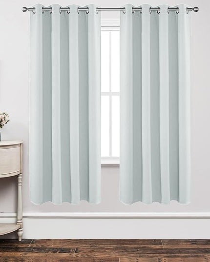 Joydeco White Curtains 72 Inches Long 2 Panels Set, Thermal Insulated Long Curtains& Drapes 2 Burg, Room Darkening Grommet Drapes for Living Room Bedroom Window (W52 x L72 Inch, Greyish White)