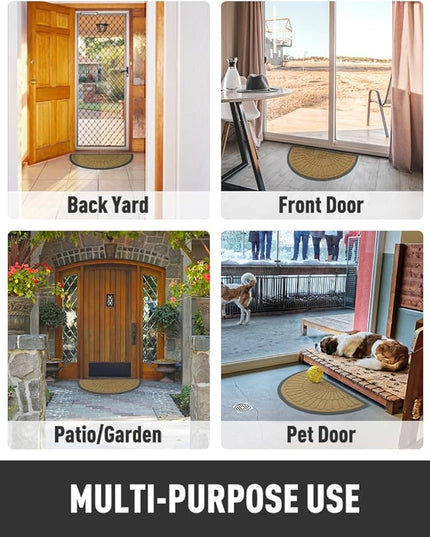 tchdio Door Mat Outdoor Indoor Entrance Doormat-Semicircular Durable Rubber Non Slip Front Door Mat for Outside Inside Entry Entryway Dirt Trapper WelcomeMat for Muddy Paws and Shoes-Yellow 24”x36”