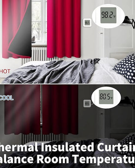 BGment Blackout Curtains for Living Room 72 Inch Long, Thermal Insulated Bedroom Curtains Rod Pocket Full Room Darkening Drapes, Each Window Curtains 2 Panels, 42 Wide, Red