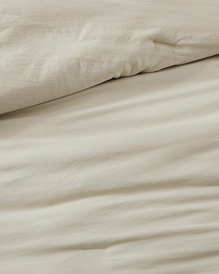 WRENSONGE King Size Comforter Set, 7 Pieces Soft Light Oatmeal Bed in a Bag King with Fitted Sheet, Flat Sheet, 2 Pillow Shams, and 2 Pillowcases- Warm Bedding Set for All Season