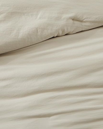 WRENSONGE Full Size Comforter Sets- 7 Pieces Soft Light Oatmeal Bed in a Bag with Fitted Sheet, Flat Sheet, 2 Pillow Shams, 2 Pillowcases, Warm Bedding Sets for All Season