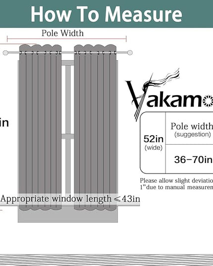 Yakamok Dove Grey Room Darking for Livingroom Dining Room Darkening Thermal Insulated Bay Window Hotel Modern Elegant Black Out Sunblock Curtins/Bedroom, 52 x 45 Inches, 2 Panel Sets