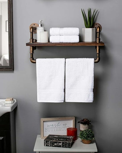 Superior Egyptian Cotton Pile Hand Towel Set of 4, Ultra Soft Luxury Towels, Thick Plush Essentials, Absorbent Heavyweight, Guest Bath, Hotel, Spa, Home Bathroom, Shower Basics, White
