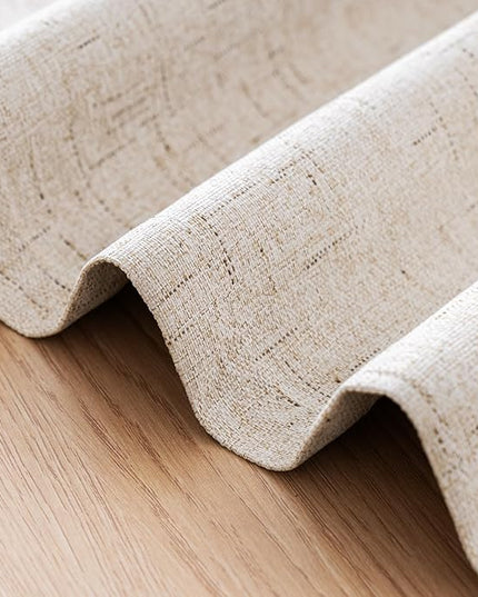 H.VERSAILTEX Linen Blackout Curtains Durable Thick Textured Linen Look 100% Blackout Patio Door Curtain Anti Rust Grommet Extra Wide Sliding Door Curtain Panel, Natural，W100 x L108 inch