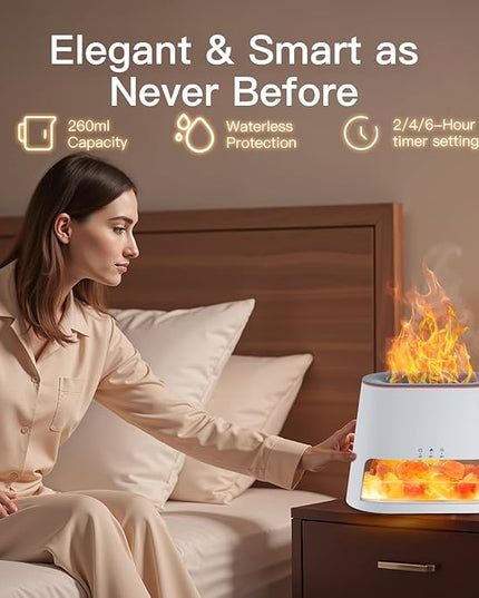 Luxury Himalayan Salt Lamp Humidifier & Aromatherapy Diffuser - 8 Color Mood Lighting w/Remote for Spa, Bedroom, Home Relaxation260ml (White)
