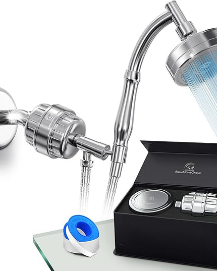 AquaHomeGroup Handheld Shower Head with Filter 20+3 Stage Filtration Shower Filter for Hard Water - Vitamin C,A and E infused Shower Water Filter with SPA Effect - High Pressure Shower Head with Hose
