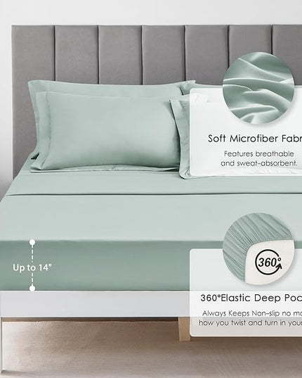 Love's cabin California King Comforter Set Aqua, 7 Pieces California King Bed in a Bag, All Season Bedding Sets with 1 Comforter, 1 Flat Sheet, 1 Fitted Sheet, 2 Pillowcase and 2 Pillow Sham