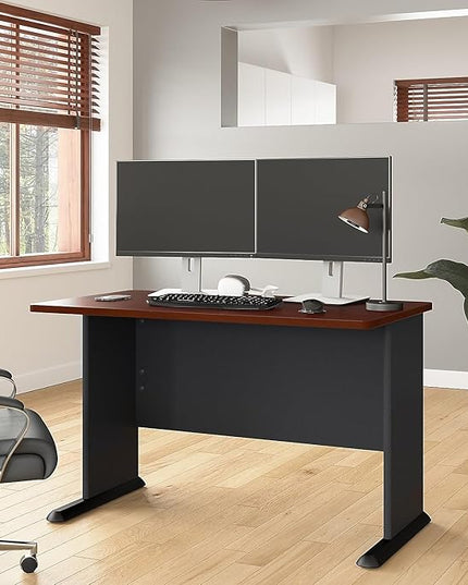 Bush Business Furniture Series A 48W Computer Desk in Hansen Cherry and Galaxy, Small Office Table for Home or Professional Workspace