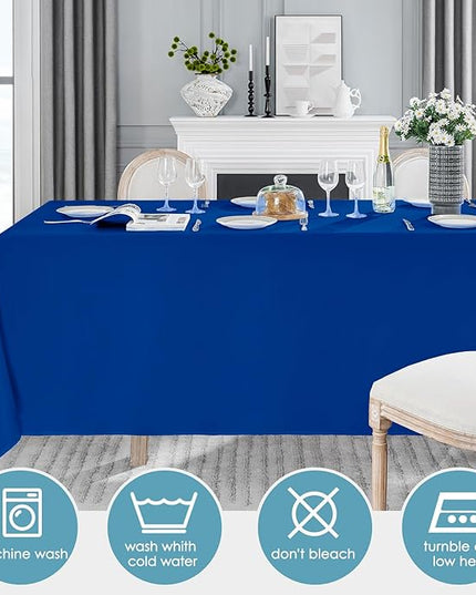 VidaFete Tablecloth 6 Pack 90*132inch Rectangle Table Cloth Polyester, Stain Wrinkle Resistant Polyester Dining Table Cover for Kitchen Dinning Party Wedding Rectangular Buffet Decoration(Royal Blue)