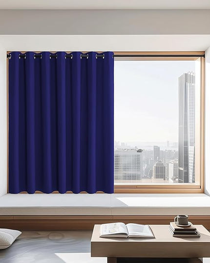 NICETOWN Navy Blackout Curtain for Boys Room, Grommet Privacy Window Treatment Thermal Insulated Room Darkening Sliding Glass Door Drape for Bedroom, 1 Panel, W100 x L72