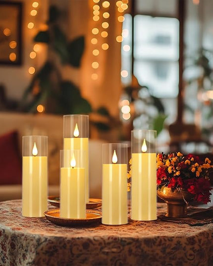 Flickering Flameless Candles Battery Operated with Remote,Led Pillar Candles with Realistic Moving Wick Candles for Halloween,Christmas,Home Decor Pack of 24 (D2.2 xH 5" 6" 7")(Ivory)