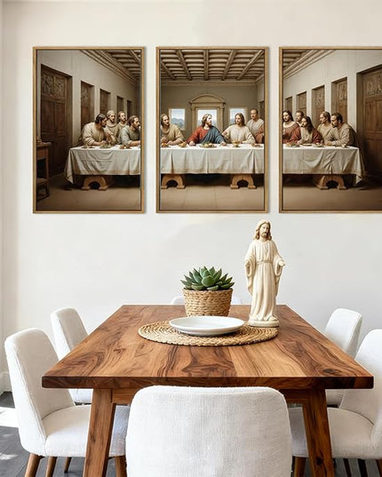 The Last Supper Wall Art Christian Wall Decor 16x24 Inch Framed Jesus Religious Painting Set of 3 for Living Room Bedroom Hallway