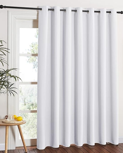NICETOWN Vertical Blinds for Sling Door - Silver Grommet Top Blackout Window Curtains, Privacy Blinds for Patio, Extra Wide Drapes (Greyish White, W100 x L84)