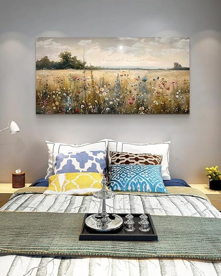 Wapluam Wall Decor For Living Room Canvas Prints Wall Art Bedroom Office Decoration Vintage Abstract Painting Rural Natural Landscape Pictures Artworks Ready To Hang Farmhouse Aesthetic Home Decor