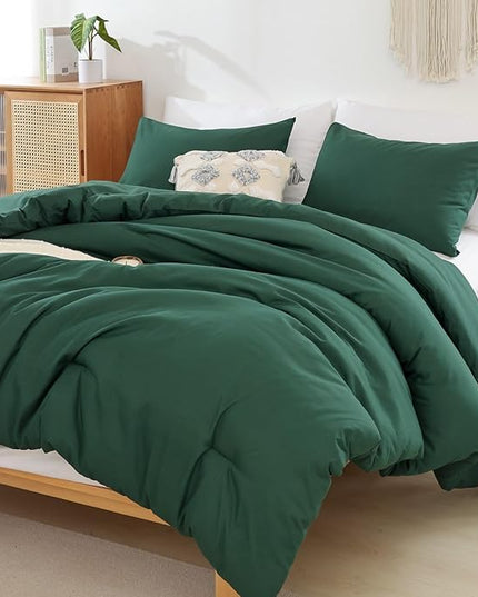 ROSGONIA California King Comforter Set Emerald Green, 3pcs (1 Boho Dark Forest Green Cal King Comforter & 2Pillowcases), Oversized Blanket Quilt