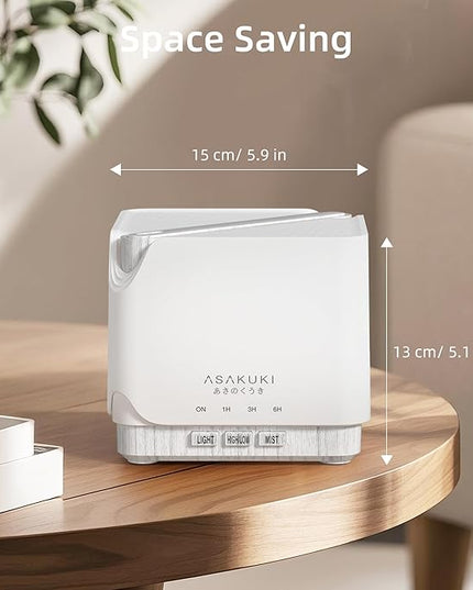 ASAKUKI 700 ml Premium Essential Oil Diffuser, 5 in 1 Ultrasonic Aromatherapy Fragrant Oil Vaporizer Humidifier, Timer and Auto-Off Safety Switch, 7 LED Light Colors