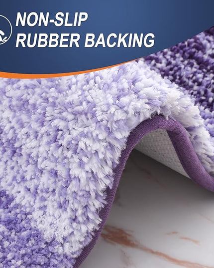 OLANLY Bathroom Rug Set 2 Piece, Soft Absorbent Microfiber Bath Mats and U-Shaped Contour Toilet Rug, Non-Slip, Machine Wash Dry, Plush Shaggy Bath Mats for Bathroom (24"x16"+24"x20", Violet)
