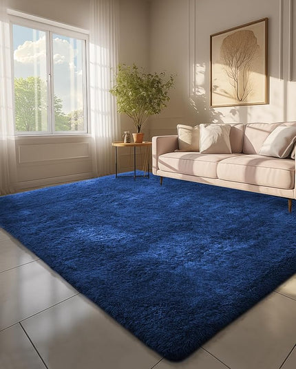 Ophanie 6x9 Blue Rugs for Living Room, Large Fluffy Shag Fuzzy Plush Soft Area Rugs, Floor Shaggy Navy Carpets for Bedroom, Carpet for Kids Boys Girls Dorm Nursery Home Decor Aesthetic