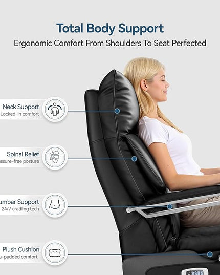M80A Dual Motor Electric Executive Office Chair with Footrest, Comfortable Reclining Office Chair Wide Seat, Big and Tall Ergonomic Leather Home Office Desk Chair (Black,Multi-Functionality)