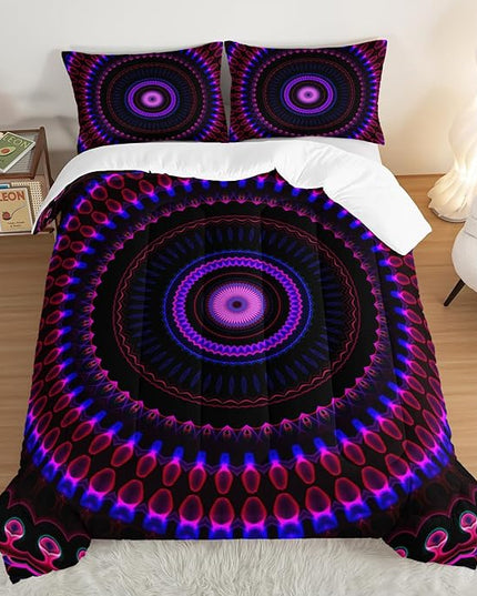 Mandala Printed Comforter Set Queen Size Bedding Sets for Girls,Bohemian Style Twin Bed Comforter Set for Kids Girls Teens Women Bedroom Decor with 2 Pillowcases.