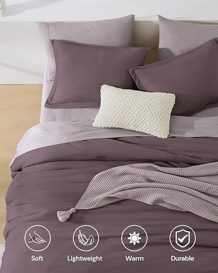 WRENSONGE King Comforter Set, 7 Pieces Artic Plum Soft Bed in a Bag King with Fitted Sheet, Flat Sheet, 2 Pillow Shams, and 2 Pillowcases- Warm Bedding Set for All Season